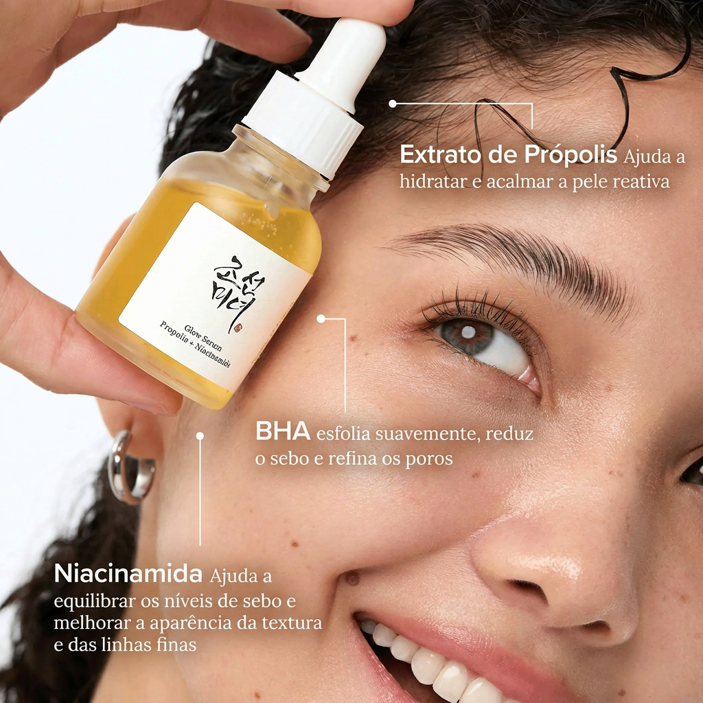 Sérum Glow para refinar os poros: Própolis + Niacinamida
